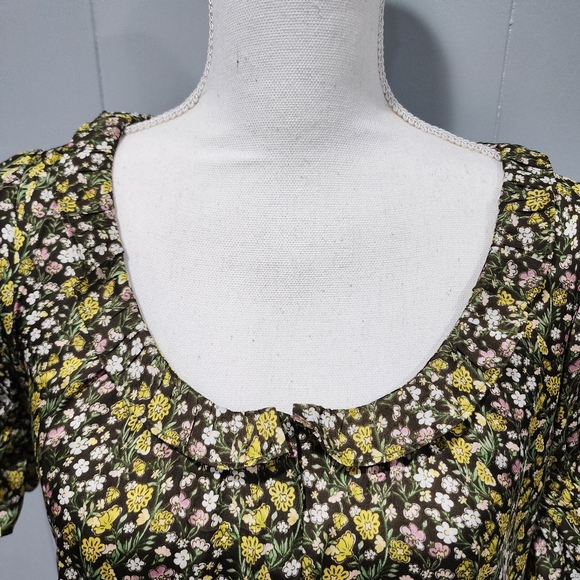 J. Crew XS Ruffle Featherweight Satin Scoopneck Top Floral Stripe - Picture 3 of 10